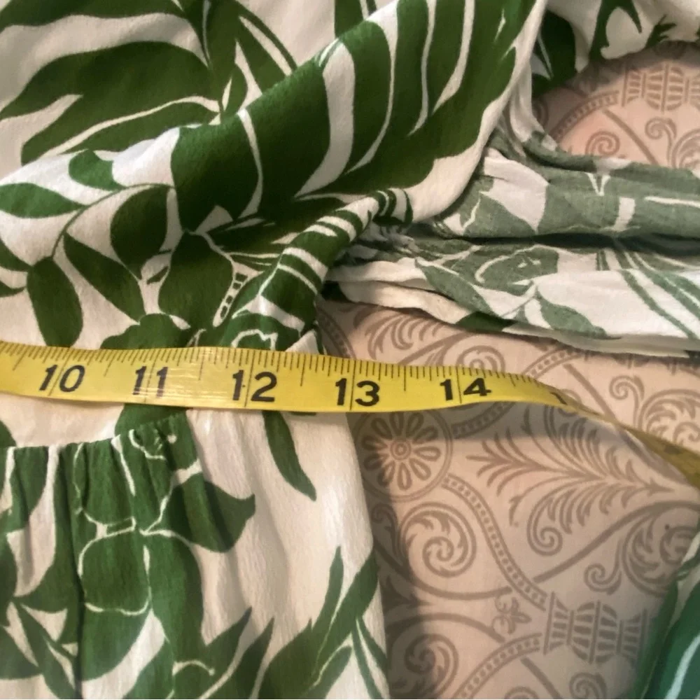 L*Space Geneva Bell Sleeve Tropical Green Leaf Print Mini Dress Hawaiian Small S - Picture 12 of 15